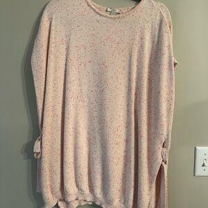 Loft Chic Pink Speckled Sweater with Side Ties